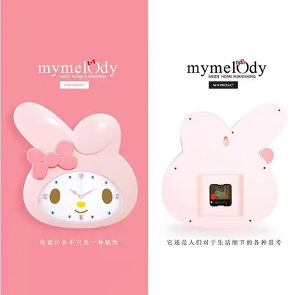 My melody Sanrio animation peripheral cartoon cute kawaii children's bedroom wall clock creative silent sweep second clock