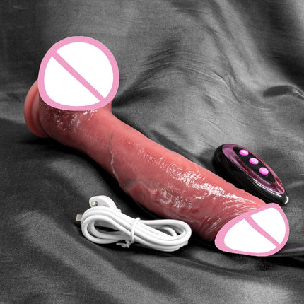 Soft Long XXXL Telescopic Vibrating Dildo Vibrator with Heating And Thrusting Function G-spot Anal Stimulation for Women Sex Toy