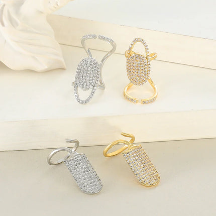 New Fashion Copper Inlaid Zircon Nail Ring INS Selling Gold Plated Manicure Joint Ring for Women Trend Party Jewelry