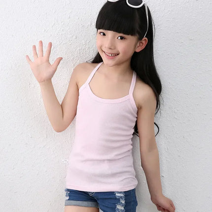 Children's Vests T-shirts Summer Boys Girls Cotton Sports Tops Waistcoat Solid Color Casual Kids Vest