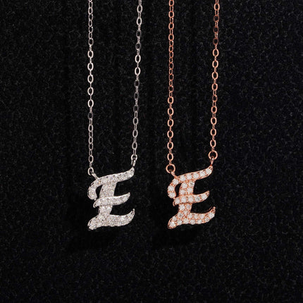 Iced Out Pendant Necklace  925 Silver Initial VVS Moissanite Letter Pendant Link Chain Necklace A-Z  for Men Women