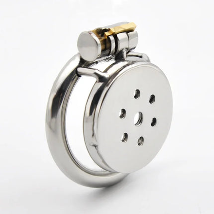 Urethral Inverted Negative Male Chastity Lock Flat Cock Cage with Metal Urethral Catheter for Couple Men Penis Ring Bondage BDSM