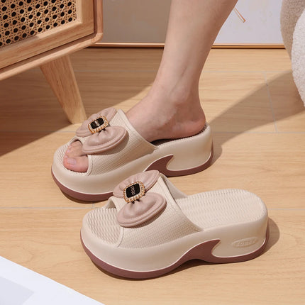 Eyriphy Size: 35-36 to 39-40 Women's Slippers Women High Heels Summer New Fashion Thick-soled Slippers Soft High-value Versatile