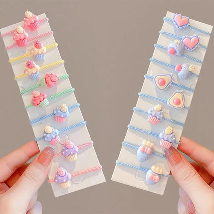 1 Set Children Cute Cartoon Flower Fruit Rubber Bands Hairpins Girls Lovely Hair Clips Kids Hair Bands Hair Accessories Gift