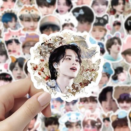 100pcs Kpop Korean Idol Cute Big Head Stickers Waterproof DIY Account Stickers Cute Cartoon Idol Sticker Fans Collection Gift