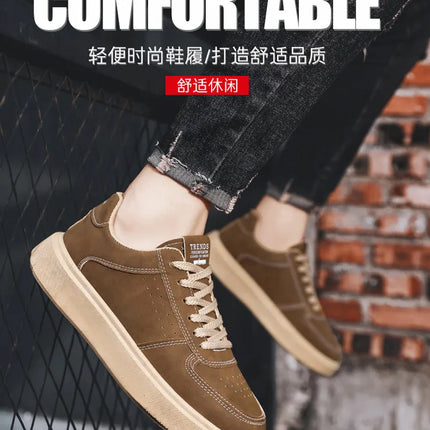 2025 Autumn Men's Thick-Sole Breathable Sports Casual Sneakers - White Trainers with Height-Enhancing Design for Students.