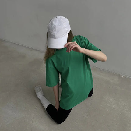 Botvotee 21 Colors Ins Fashion Summer Oversized Basic Solid T-Shirts for Women 100% Cotton White Black Pink T-shirt Casual Tops