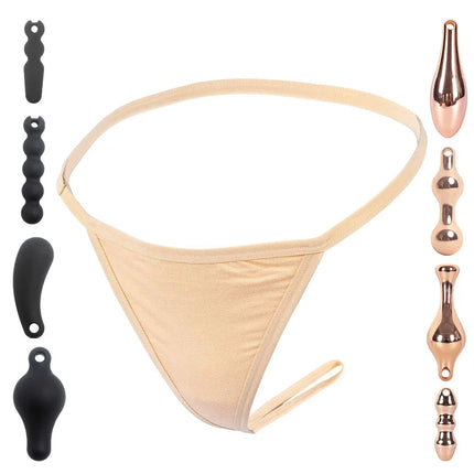 YWZAO Skin-toned Underwear Lingerie Erotic Dildo Ass Butt Anal Anus Thong Panties Plug Fisting Invisible Ladies Toys Adult N26