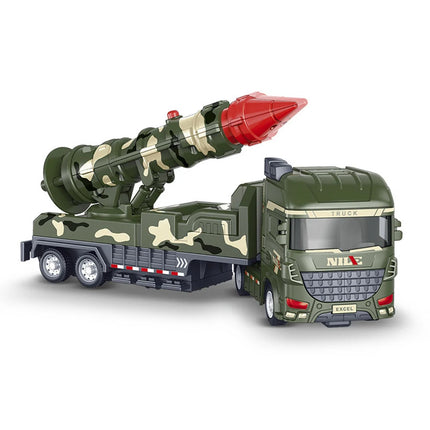 1pcs-Simulated Inertial Military Towing Truck Rocket Missile Vehicle Nuclear Cannon Model Children's Toy Car Birthday Gift