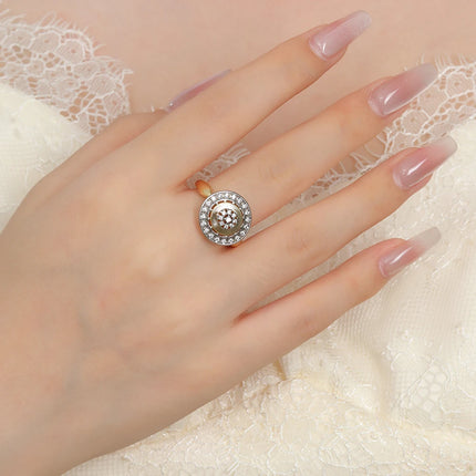 Retro disc design two-color set earrings ring copper plated 14K gold luxury fashion festival party banquet women's jewelry