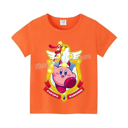 Star Kirbys Summer Short Sleeve Kid Cute T-shirt Colorful Tops Baby Cartoon Fashion Tee Kawaii Game Boy Girl Casual Clothes Gift