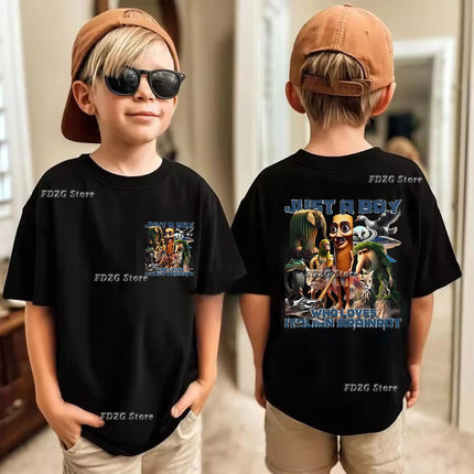 Italian Brainrot Animal Print Kids Cotton T-shirt Tung Tungtung Summer Childrens Short Sleeved Shirt Boys Girls Cute Leisure Tee