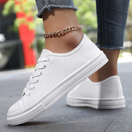 Low-Top Canvas Shoes for Women Spring 2025 Trendy Versatile Student Couple Cloth Shoes White Sneakers Plastic Sole Adult Footwear