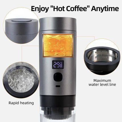 Portable Espresso Coffee Machine Heating Coffee Maker Rechargeable Concentrated Extraction Espresso Machine for Travel Office