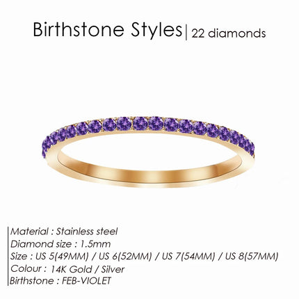 EManco Rhinestone Birthstone Stainless Steel Ring Luxury Jewelry Gift 12 Zodiac Sparkling Rings for Women Wholesale US5/6/7/8