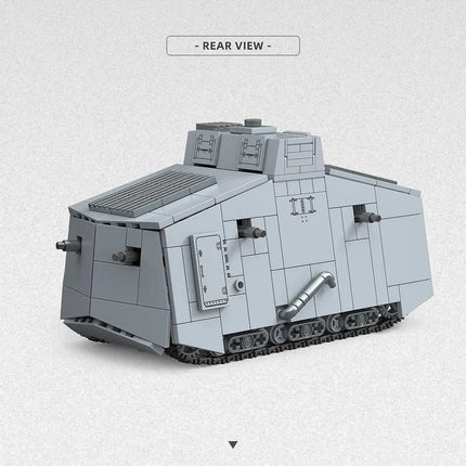 World War I Assault Tank 920pcs A7V Heavy Tank Building Blocks Classic Tank Vehicle Military Bricks Toys for Kids Adults Gifts