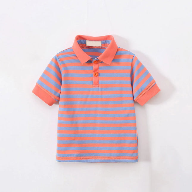 Summer boys striped polo shirt lapel short-sleeved T-shirt top boys and toddler cute Tee Polo Shirts Kids Clothing 1-9Y
