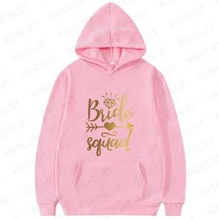 Bride Tribe Squad Print Hoodies Women Hooded Sweatshirts Bachelorette Hen Party Wedding Bridesmaid Group Matching Pullover Tops