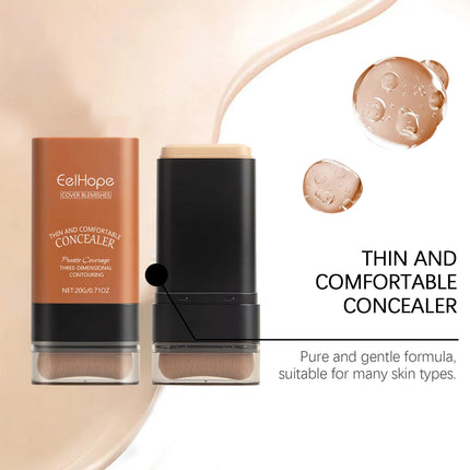 Concealer Foundation Stick with Brush Oil Control Brightening Makeup Natural Matte Finish Coverage Dark Circles Blemishes