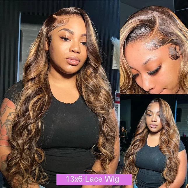Highlight Wig Human Hair 13x6 HD Lace Frontal Wig 13x4 Honey Blonde Body Wave Lace Glueless Front Wigs Woman Brazilian Remy Hair