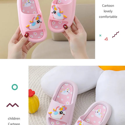 Summer Cartoon Children's Slippers Girl Unicorn Slipper Kids Cute Indoor Home Bathroom Shoes Boy Dinosaur Flip Flops Einhorn