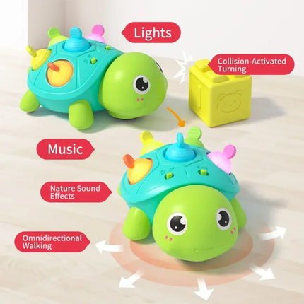 Crawling Turtle for Baby Early Educational Toy Obstacles Avoidance Kids Musical Turtle Toys with Lights Toddler Birthday Gifts