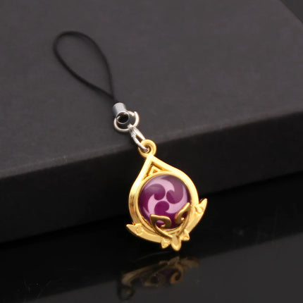 Game Genshin Impact Vision Keychain Luminous 7 Element Double Side Glass Pendant Eye Of Original Keyring Phone Charms Souvenir