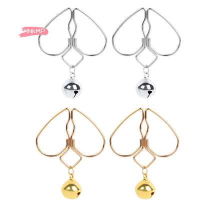 1Pair Adjustable Heart Nipple Clamps with Tassel Non-Piercing Body Jewelry for Women And Couples Sex Toy Accessory