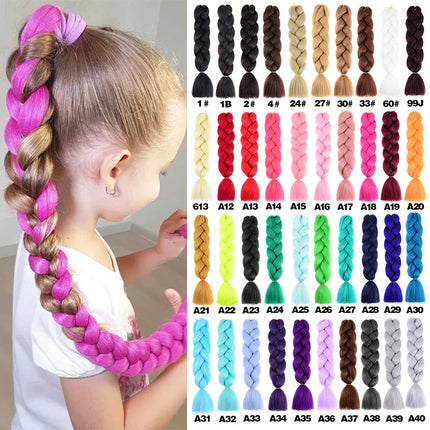Solid color big braid European, American and African wigs extend 60cm 100g/piece for twisted box braided hair