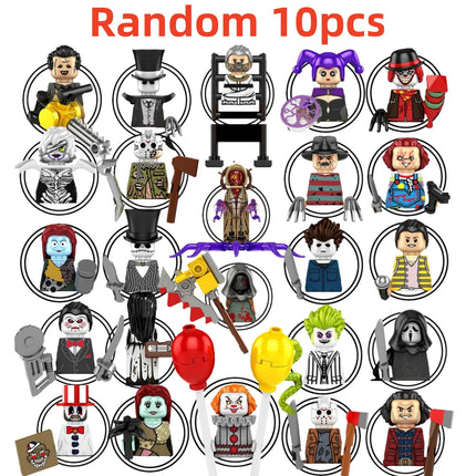 Blind Box KF6173 KF6175 KF6176 Killer Klowns Mini Figure Classic Horror Thriller Movie Building Block Model Doll Halloween Toys