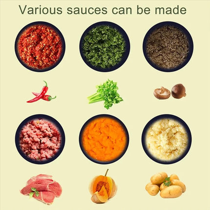 Electric garlic puree machine, garlic grinder, portable rechargeable meat grinder, vegetable mixer, 250ML kitchen tool grinder