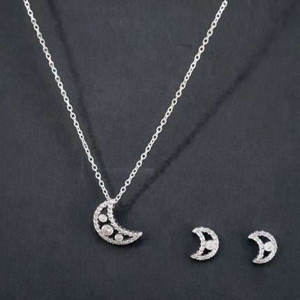 925 Silver Moon Earrings&Necklace Sets Infinity Heart Earring &Necklace S925 For Women Popular Engagement Jewelry Gift