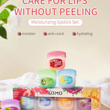8pcs/box Fruits Lip Balm Sets Moisturizing Lipstick Makeup Base Moisturizer Lip Balm Anti-Cracking Lips Skin Care