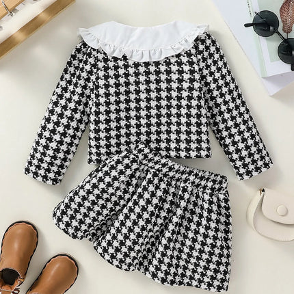 Baby Girls Spring Autumn Clothes Long Sleeve Plaid Jacket and Skirt  Fashion Korean Suit Kids Outfits Two Piece Skirt Set 6M-3Y