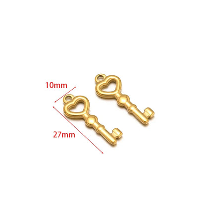 5pcs Gold Plated Stainless Steel Heart Lock Pendants Key Series Love Charms DIY Jewelry Making Necklace Bracelet Fittings Bulk