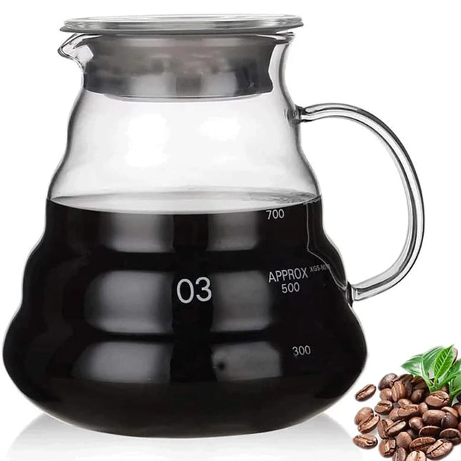 350/600/800ml Hand Brew Coffee Carafe Clouds Shape Clear Glass Kettle Sharing Pot with Lids Espresso Coffee Maker Accessories
