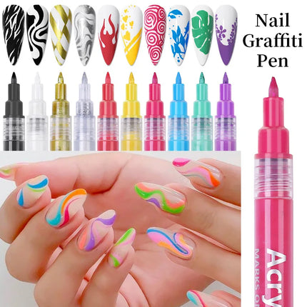 Nail Art Drawing Pen Graffiti Nail Acrylic Pen Waterproof Painting Liner DIY 3D Abstract Line Nail Art Beauty Tool Manicure
