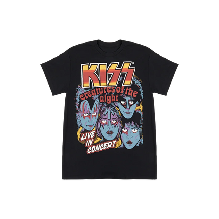KISS Band Tour 77-78 Alive II Official T-Shirt – Classic Makeup Character Graphic Print, Retro Rock Merchandise for Band Fans