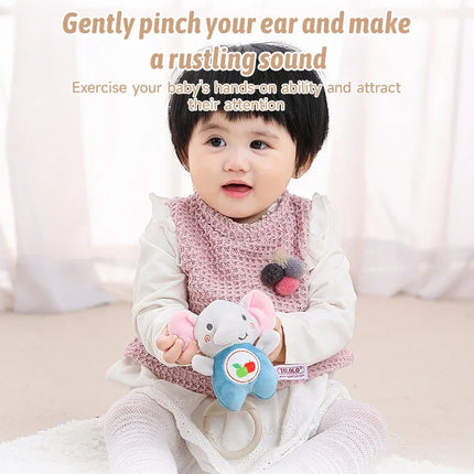 Baby Bed Hanging Drawstring Rattles Mobiles Cartoon Animal Bell Toys Children Early Education Sensory Interaction Plush Toy Gift