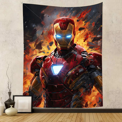 Iron Man Red Flash Backdrop for Birthday Party Decor Hero Marvel Superhero Background for Baby Shower Party Cake Table Supplies