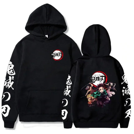Popular Anime Print Hoodies Demon Slayer Blade Warm Fleece Japanese Street Kamado Nezuko Custom Men's Sweater Pullover Hoodies