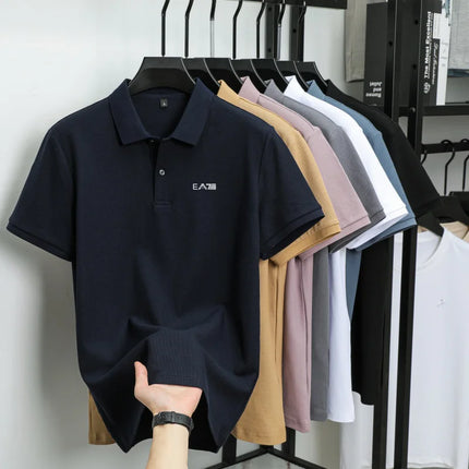 Luxury brand polo shirt short-sleeved letter-printed men's top summer 100% cotton comfortable breathable casual lapel T-shirt
