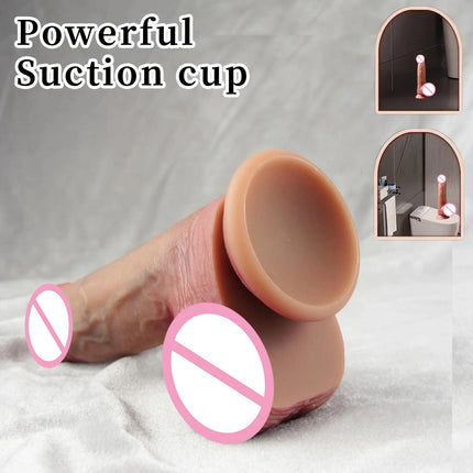 Realistic Squirting Dildo Penis Sliding Foreskin Dildo Big Dick Penetration Anal Vaginal Masturbation Strap On Dildo Sex toys