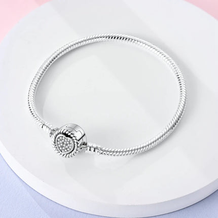 925 Sterling Silver Bracelets 17-20CM Original Leaf Clover Butterfly Heart Bracelet Fit DIY Charms Beads Fashion Women Jewelry