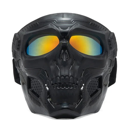 Cycling Colorful Goggles Motorcycle Skull Mask Riding Windproof Full Face Mask Paintball Game Tactical Protective Helmet Mask