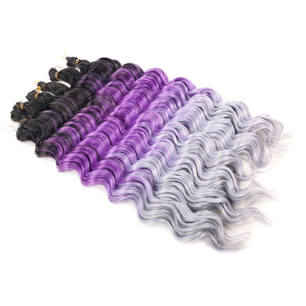20“Deep Curly Synthetic Hair Deep Wave Bulk Crochet Braid Black Ombre Blue Brown Gray Green Purple Color Twist Braiding Hair