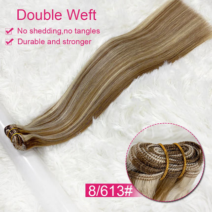 Double Weft Russian Remy Real Human Hair Weave Weft Extensions Full Head 100g Machine Weft 100% Thick Bundle Ombre BrazilianHair