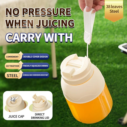 Portable electric citrus juicer and smoothie blender, 28 ounce portable fresh juicer with straw and 2 lids, mini fruit blender