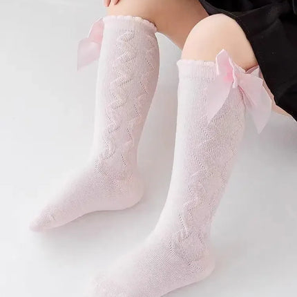 Red Bow Tie Knee High Tube Socks Girls' Christmas Stockings Infants Toddlers Soft Cotton Children Non Slip Floor Socks Baby Gift