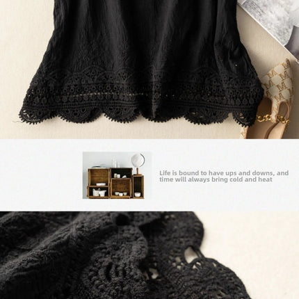 Korean Japanese Brand Lace Hollow out Svel Thin Top Women Summer Loose Linen Csole Vest Inner Wear Tank Top